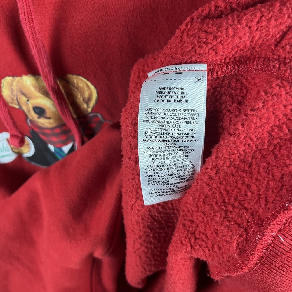 Polo Ralph Lauren Men's Red Coffee Polo Bear Fleece Hoodie Medium - Picture 4 of 7
